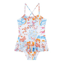 Multicolor Print Mother/Daughter Peace Tree Girl Grilly Swimsuit