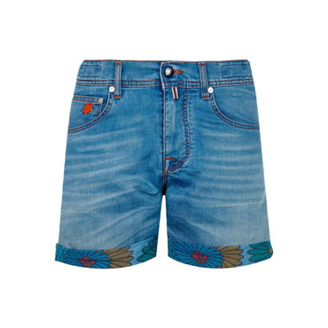 Blue Family Print Marguerite Men Garonne Long Shorts