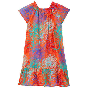 Orange Print Mother/Daughter Plumes Girl Gizelle Dresses