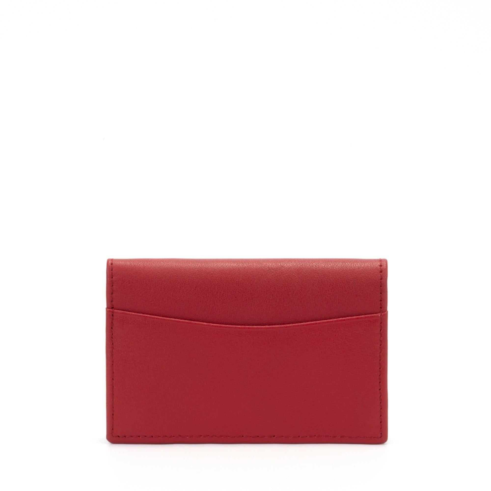 Gulliver Name Card Holder Wallet (RFID USA Nappa Leather) - Red