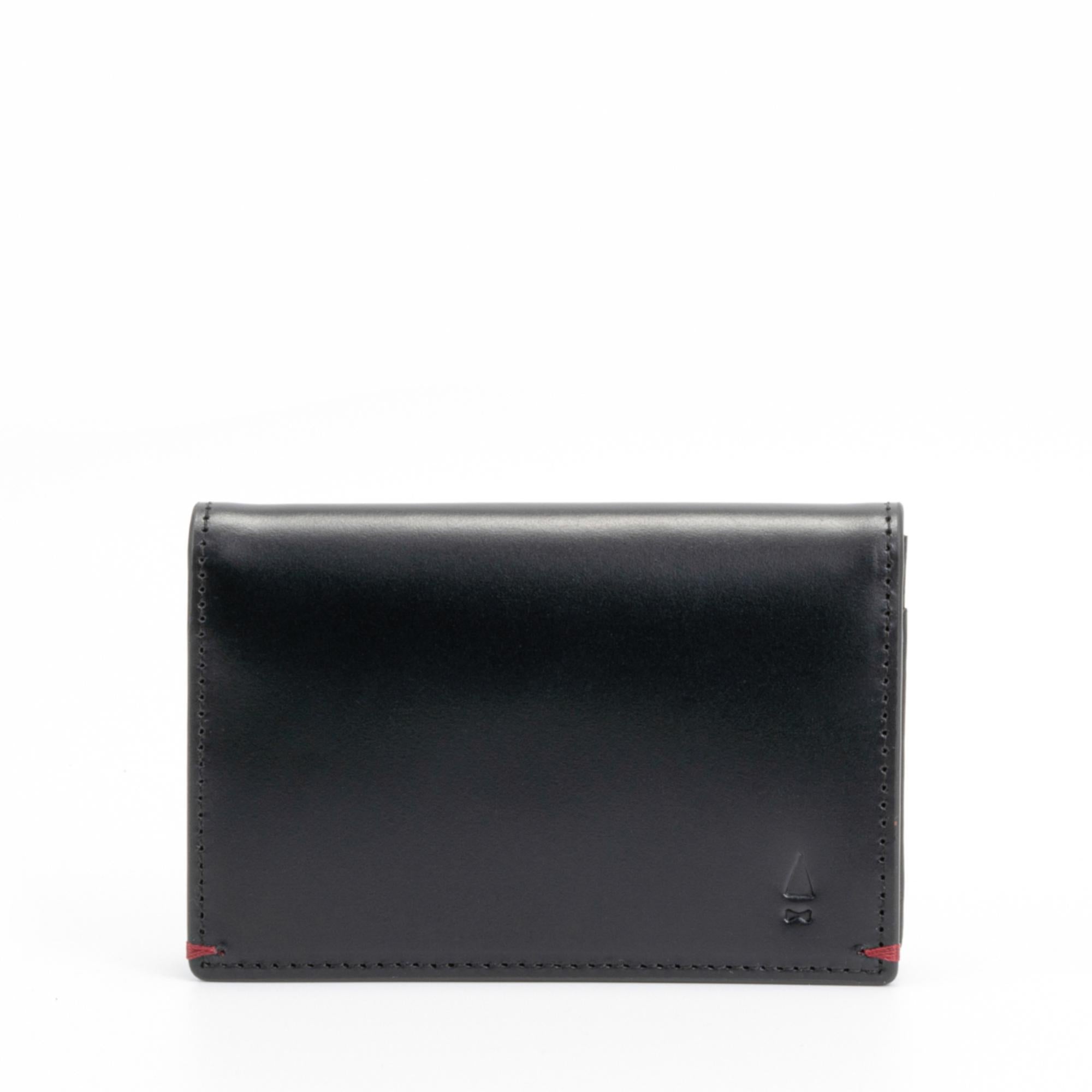 Gulliver Name Card Holder Wallet (RFID USA Wax Leather) - Black