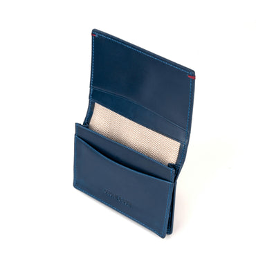 Gulliver Name Card Holder Wallet (RFID USA Wax Leather) - Blue