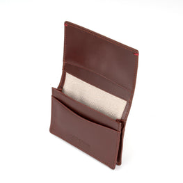 Gulliver Name Card Holder Wallet (RFID USA Wax Leather) - Oxblood Brown