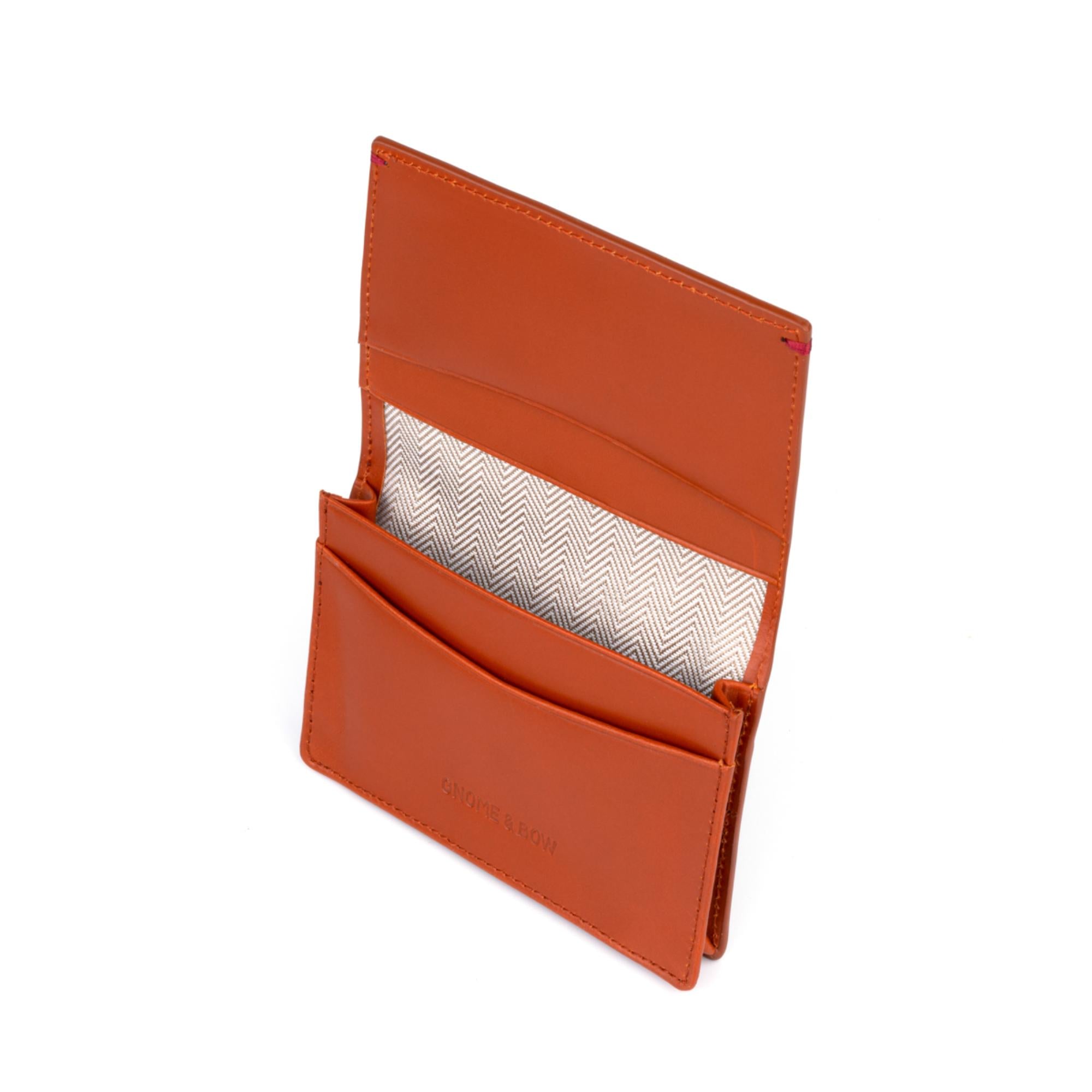 Gulliver Name Card Holder Wallet (RFID USA Wax Leather) - Tan Brown