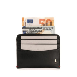 Gulliver Slim Cash Card Holder Wallet (RFID USA Nappa Leather) - Black