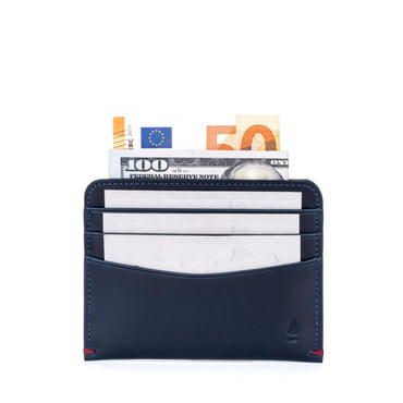 Gulliver Slim Cash Card Holder Wallet (RFID USA Wax Leather) - Blue