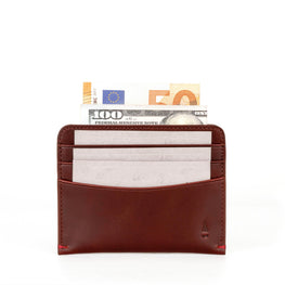 Gulliver Slim Cash Card Holder Wallet (RFID USA Wax Leather) - Oxblood Brown