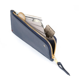 Gulliver Zip Coin Pouch Card Holder (RFID USA Nappa Leather) - Blue