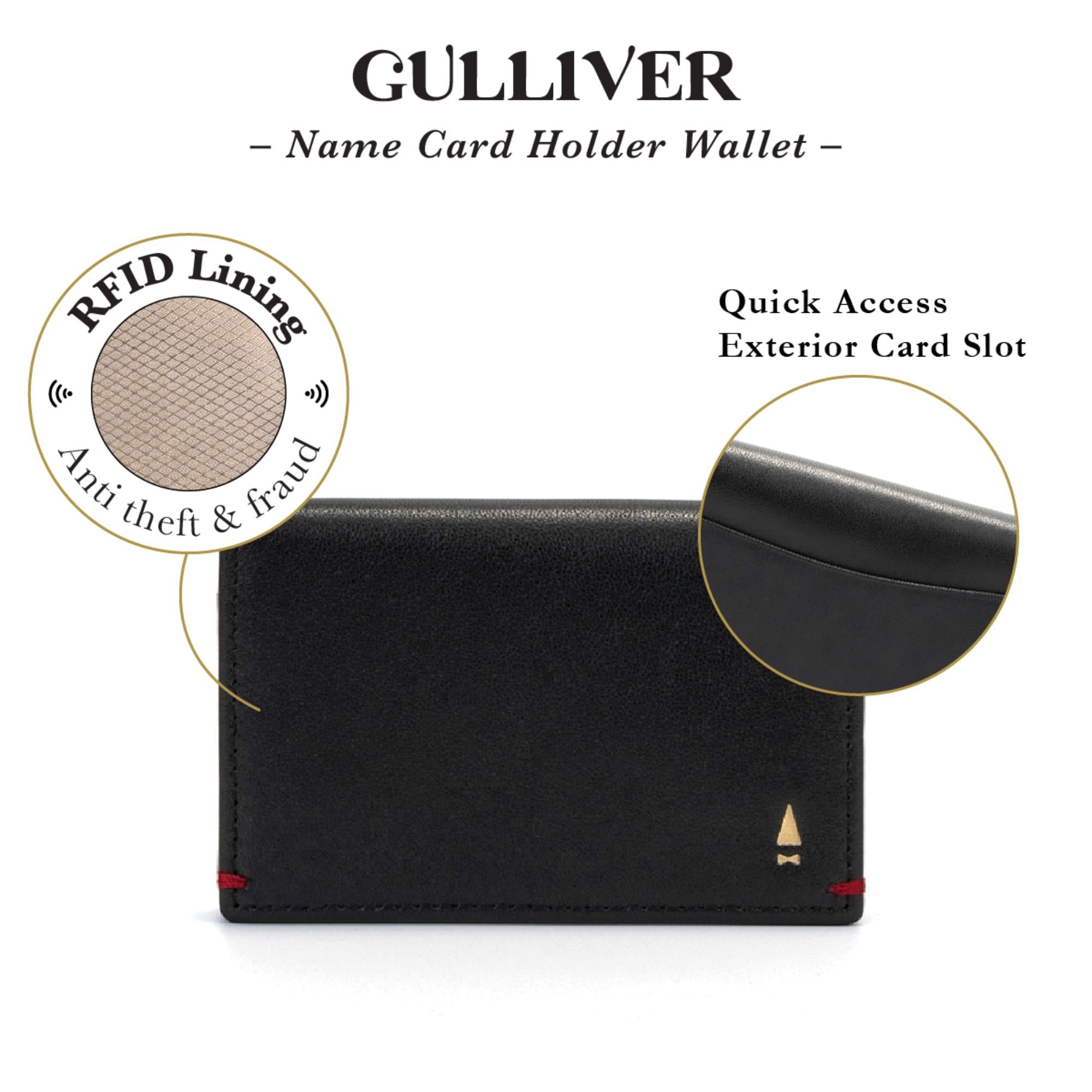 Gulliver Name Card Holder Wallet (RFID USA Nappa Leather) - Beige