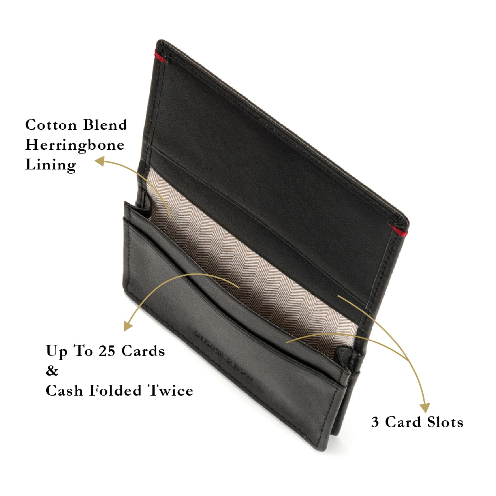 Gulliver Name Card Holder Wallet (RFID USA Nappa Leather) - Red