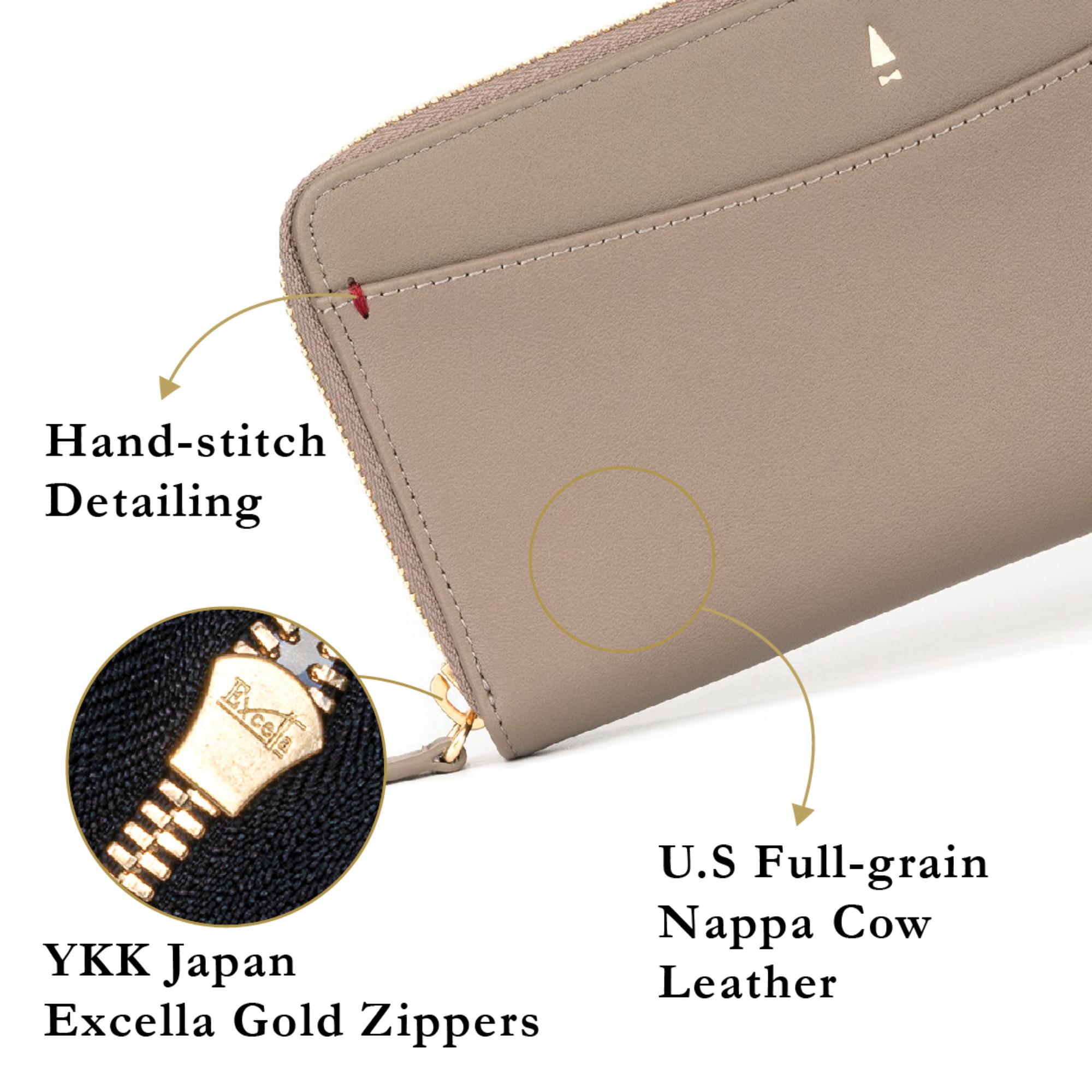 Gulliver Zip Cash Coin Long Wallet Travel Crossbody Sling Phone Bag (RFID USA Nappa Leather) - Beige