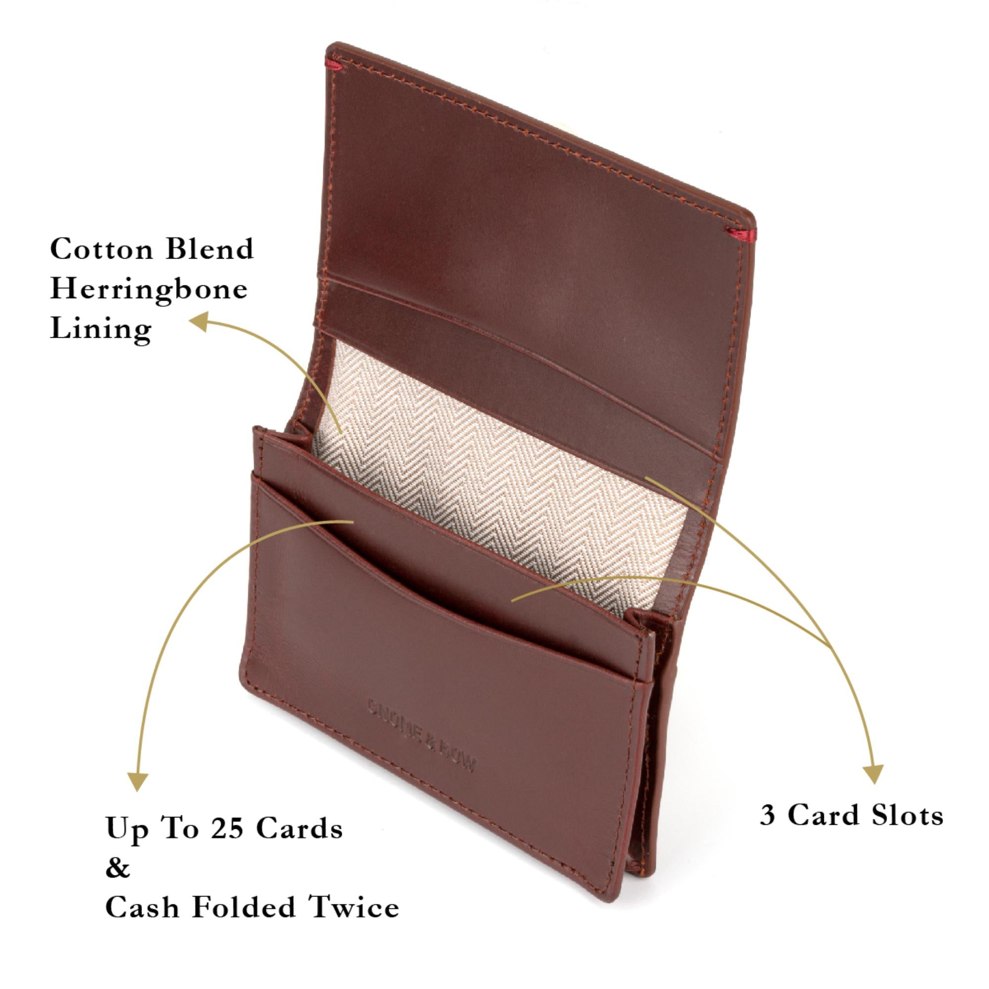 Gulliver Name Card Holder Wallet (RFID USA Wax Leather) - Tan Brown