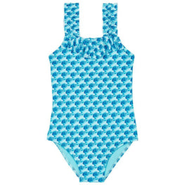 Blue Family Print Micro Waves Girl Giny Swimsuit