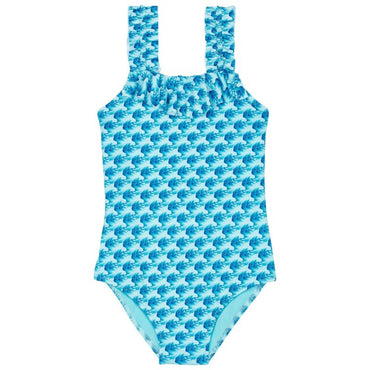 Blue Family Print Micro Waves Girl Giny Swimsuit