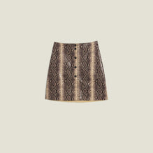 Women Short Python Print Leather Skirt - Python