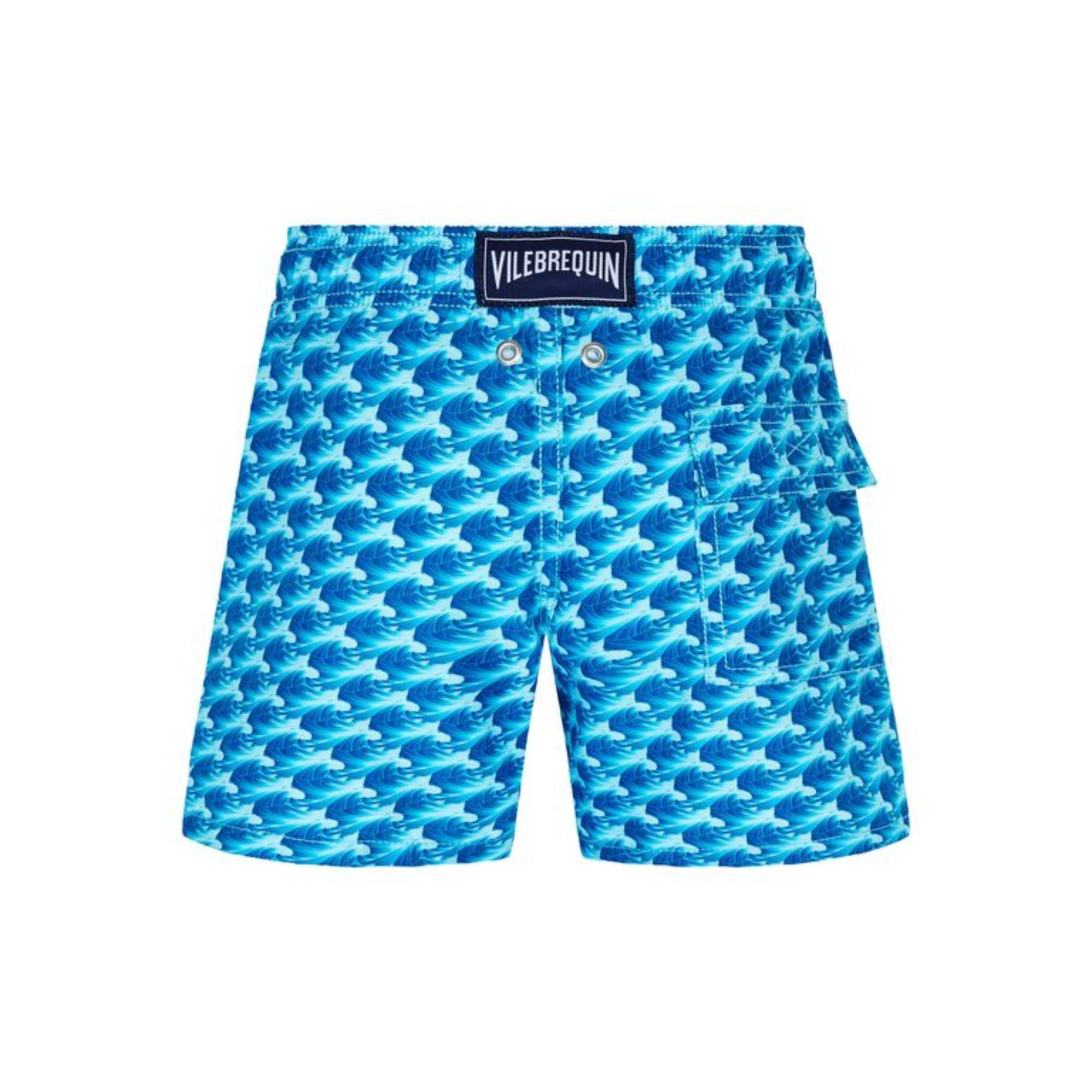 Blue Family Print Micro Waves Boy Jim Swimsuit