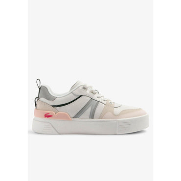 Lacoste L002 Leather and Mesh Sneakers - White & Light Grey