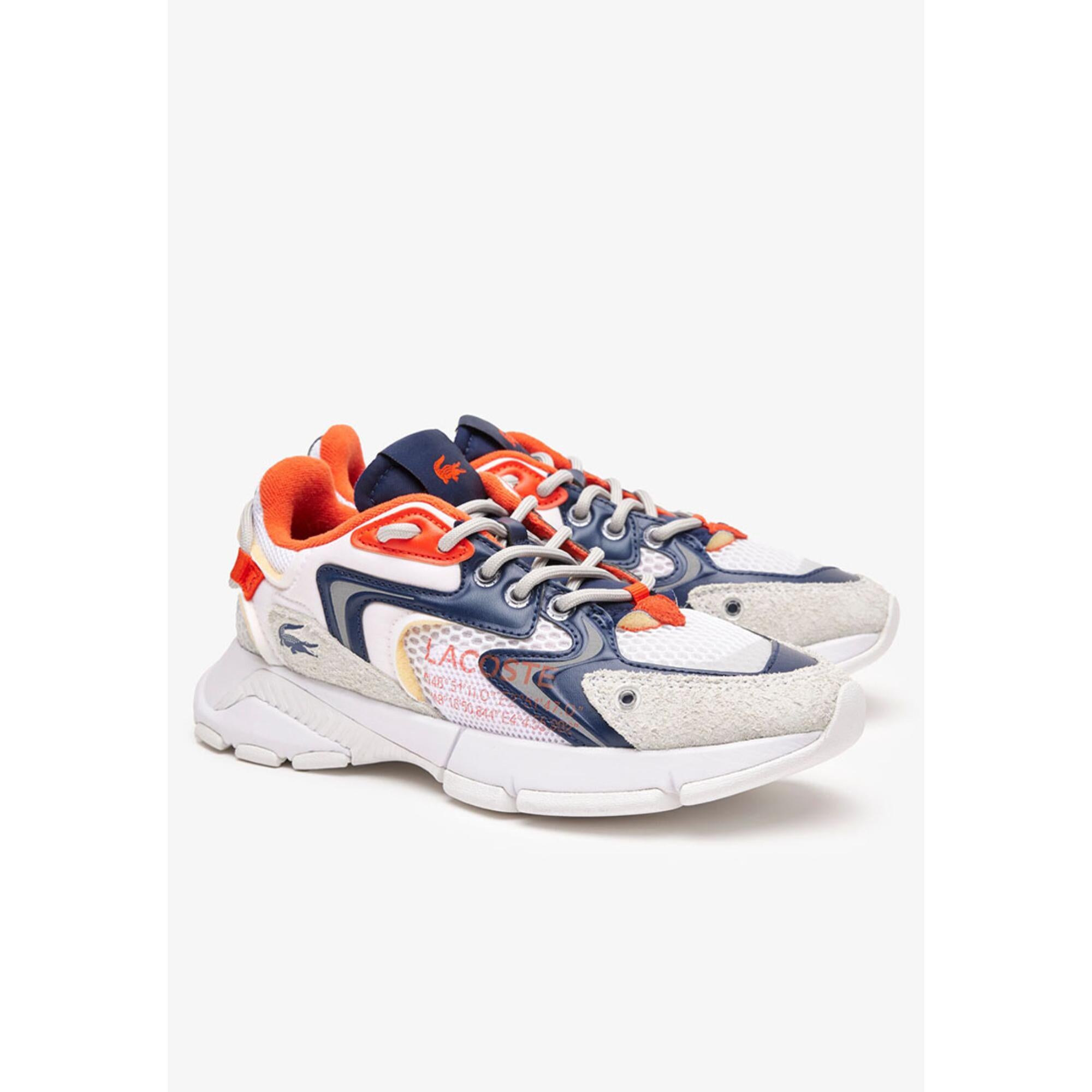 Lacoste L003 Neo Textile Sneakers - White / Orange