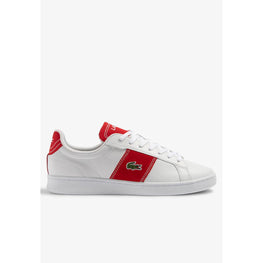 Lacoste Carnaby Pro CGR Bar Contrast Leather Sneakers - White & Red