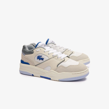 Lacoste Lineshot Leather Logo Sneakers - White & Light Blue