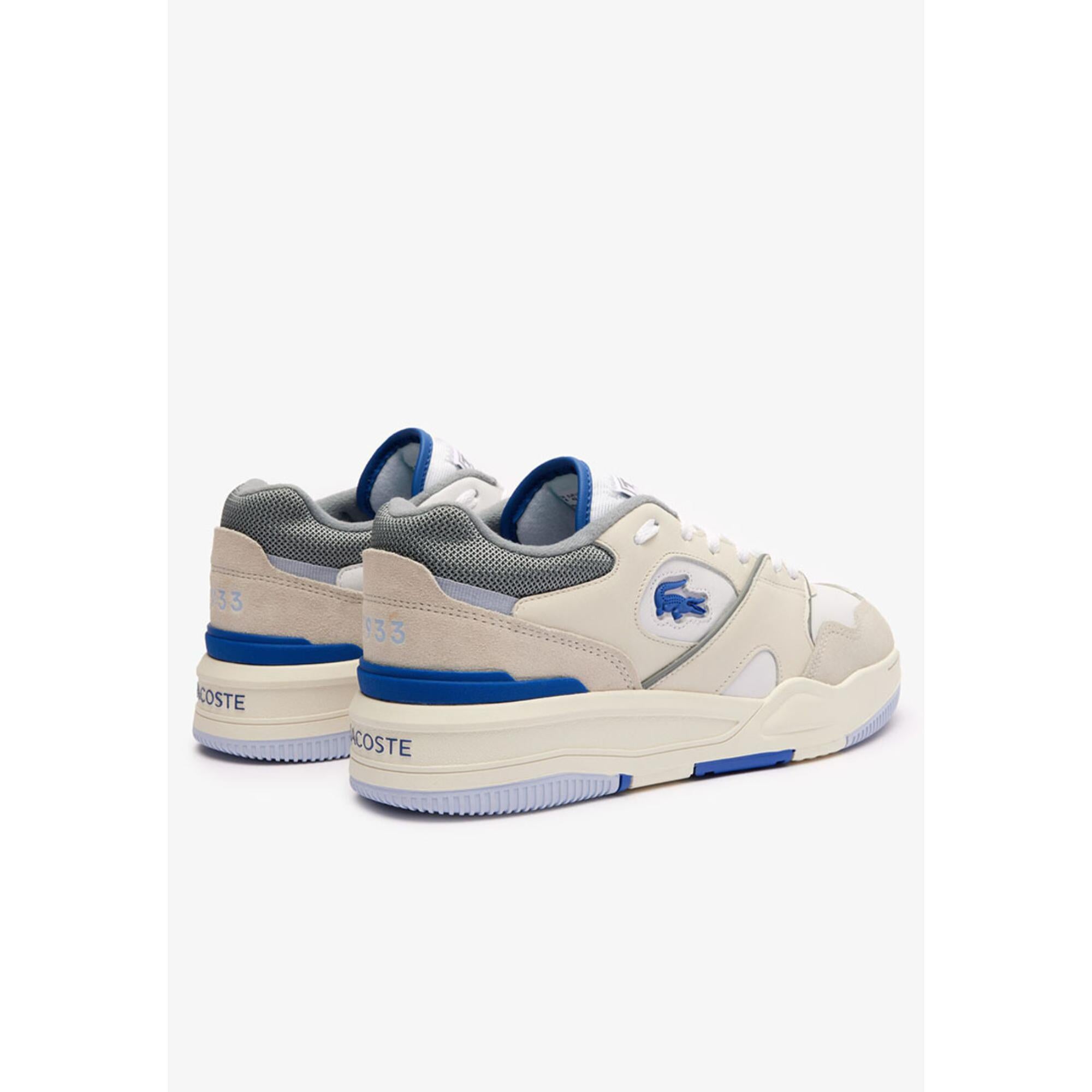 Lacoste Lineshot Leather Logo Sneakers - White & Light Blue