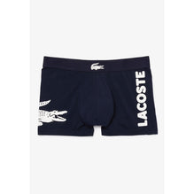 Lacoste Print Short Stretch Cotton Trunks - Navy Blue / White