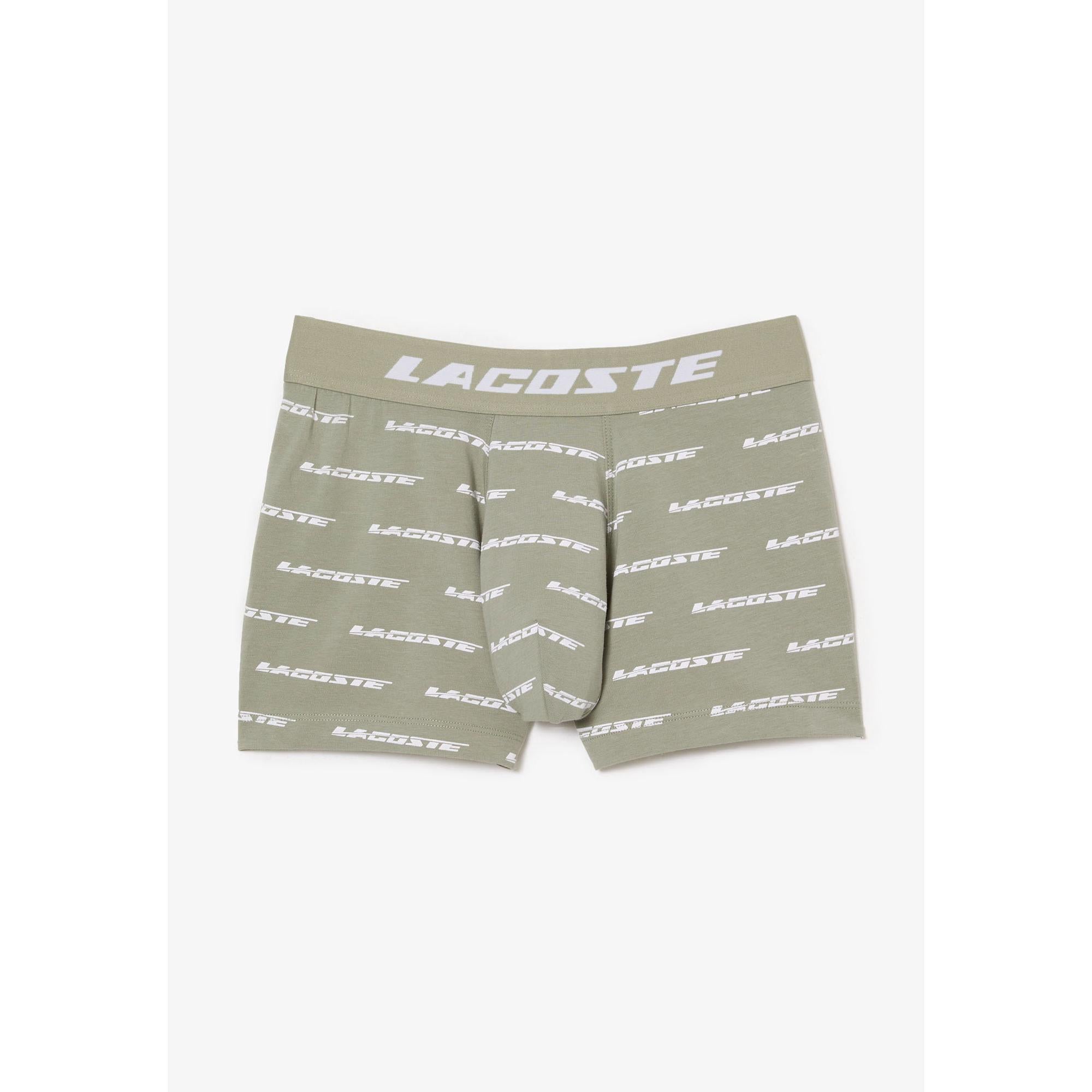 Lacoste Trunks with Logo Print and Waistband - Khaki