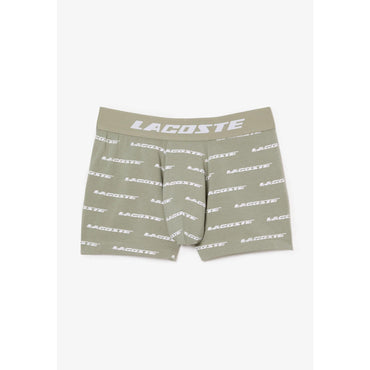 Lacoste Trunks with Logo Print and Waistband - Khaki