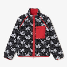 Lacoste Printed Bouclé Fleece Zipped Jacket - Black / Red