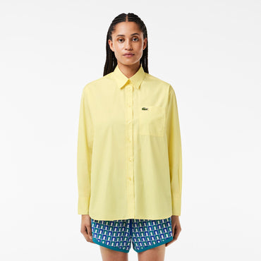 Lacoste Oversized Fit Cotton Poplin Shirt - Yellow