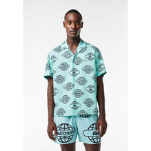 Lacoste Globe Print Lacoste Cotton Twill Shirt - Light Green / Black