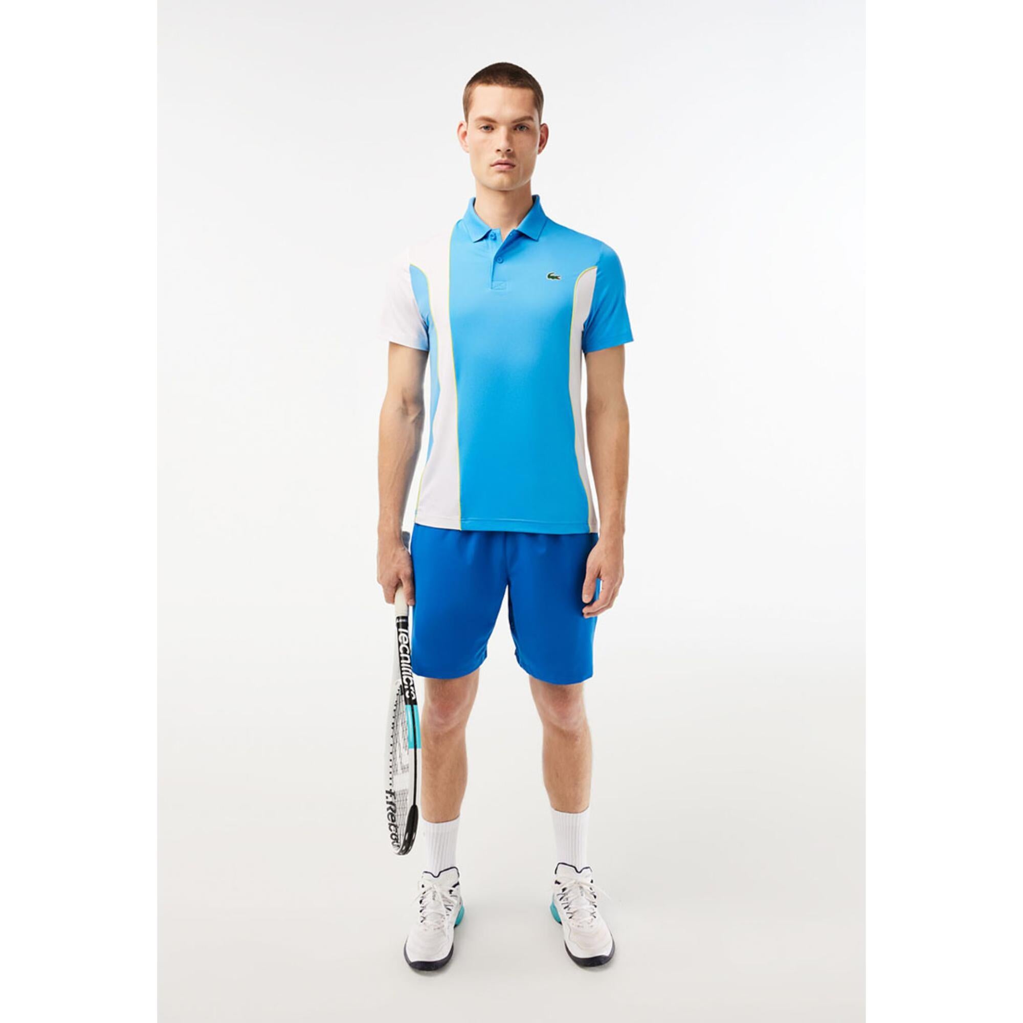 Lacoste Sport x Novak Djokovic Regular Fit Color-Block Polo Shirt - Blue / White