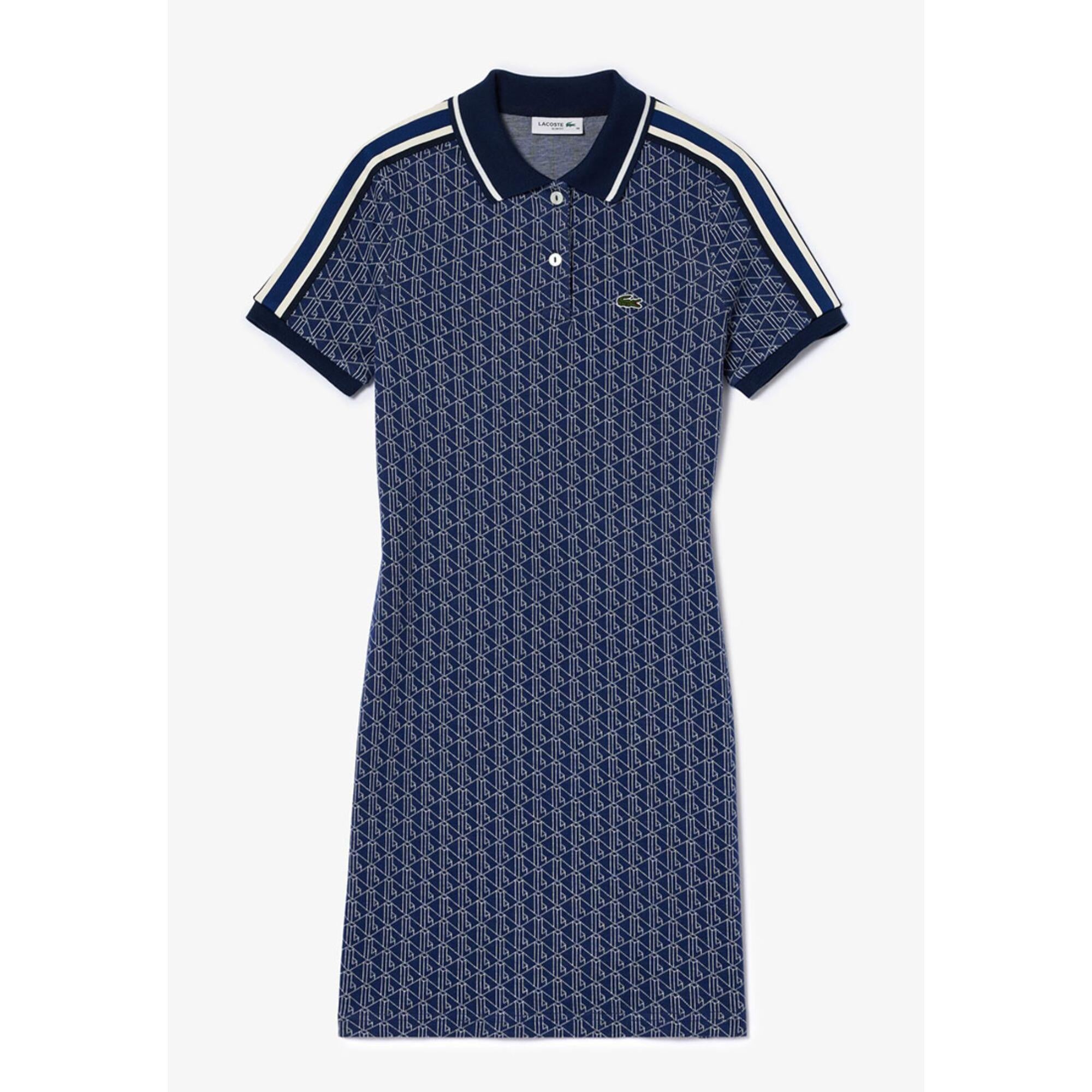 Lacoste Slim Fit Monogram Jacquard Dress - Navy Blue / White