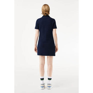 Lacoste Organic Cotton Buttoned Polo Dress - Navy Blue