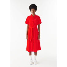 Lacoste Belted Piqué Polo Dress - Red