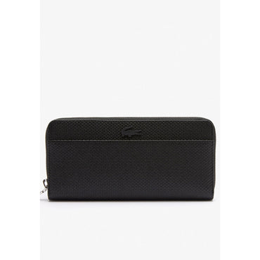 Lacoste Chantaco Zipped Piqué Leather Large Wallet - Black