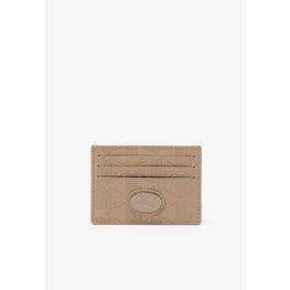 Lacoste Leather Monogram Print Card Holder - Beige