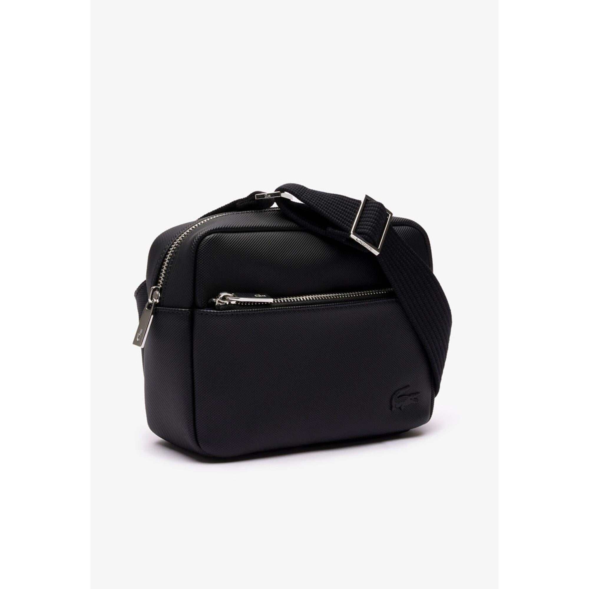 Lacoste Piqué Effect Reporter Bag - Black