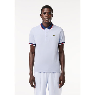 Lacoste Contrast Collar and Cuff Stretch Polo - Light Blue