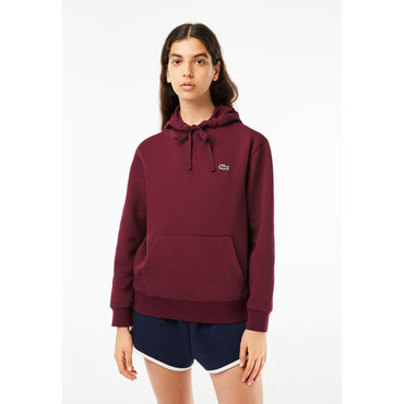 Lacoste Loose Fit Hooded Cotton Blend Jogger Sweatshirt - Bordeaux