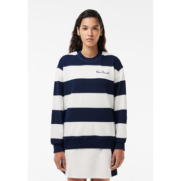 Lacoste French Made Oversized Sweatshirt - White / Navy Blue