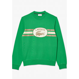 Lacoste Loose Fit Monogram Print Fleece Sweatshirt - Green