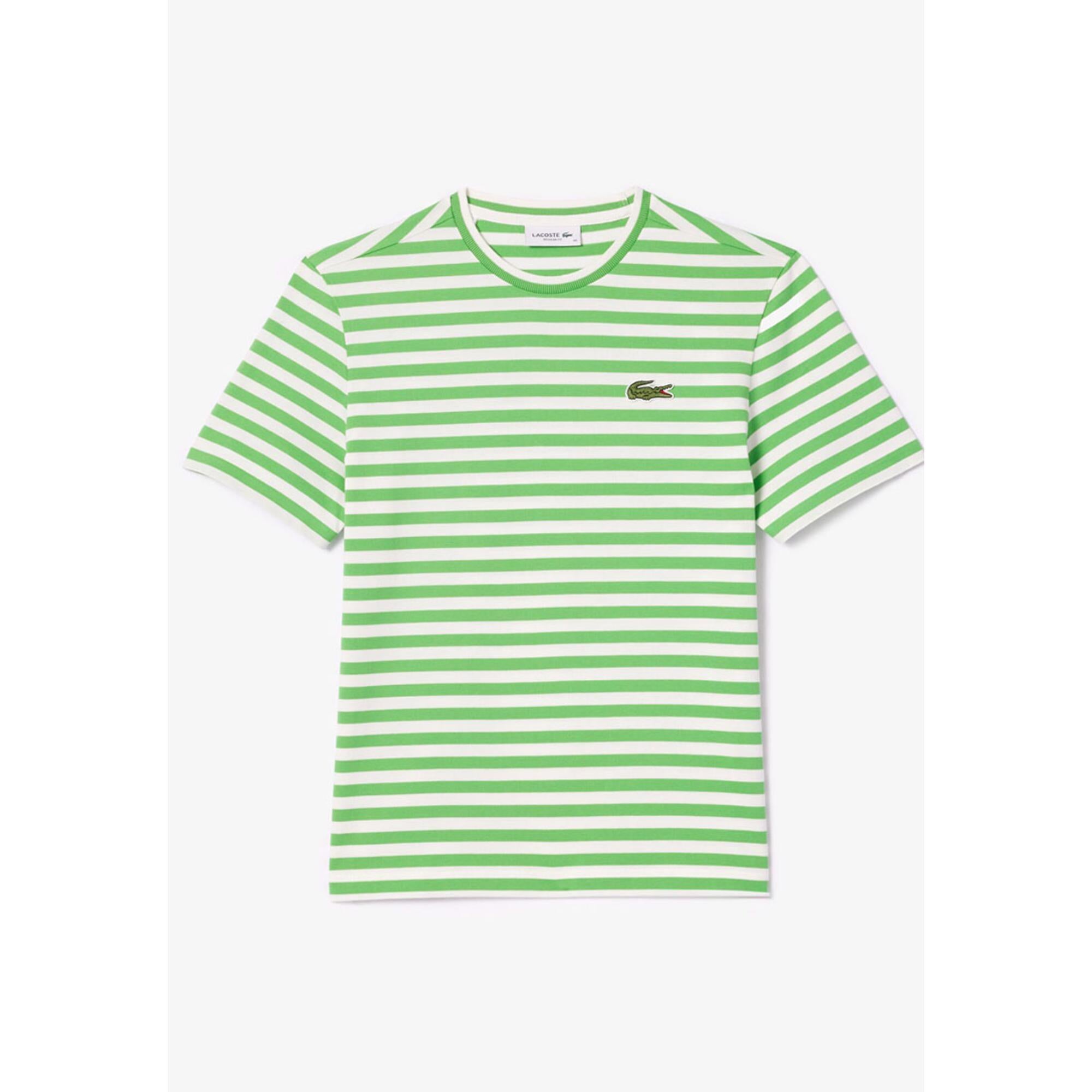 Lacoste Loose Fit Striped Cotton T-Shirt - White / Green