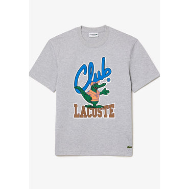 Lacoste Print Chest T-Shirt - Grey Chine