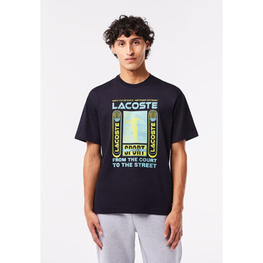 Lacoste Cotton René Lacoste Print T-Shirt - Navy Blue