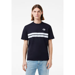 Lacoste Heritage Print Cotton T-Shirt - Navy Blue