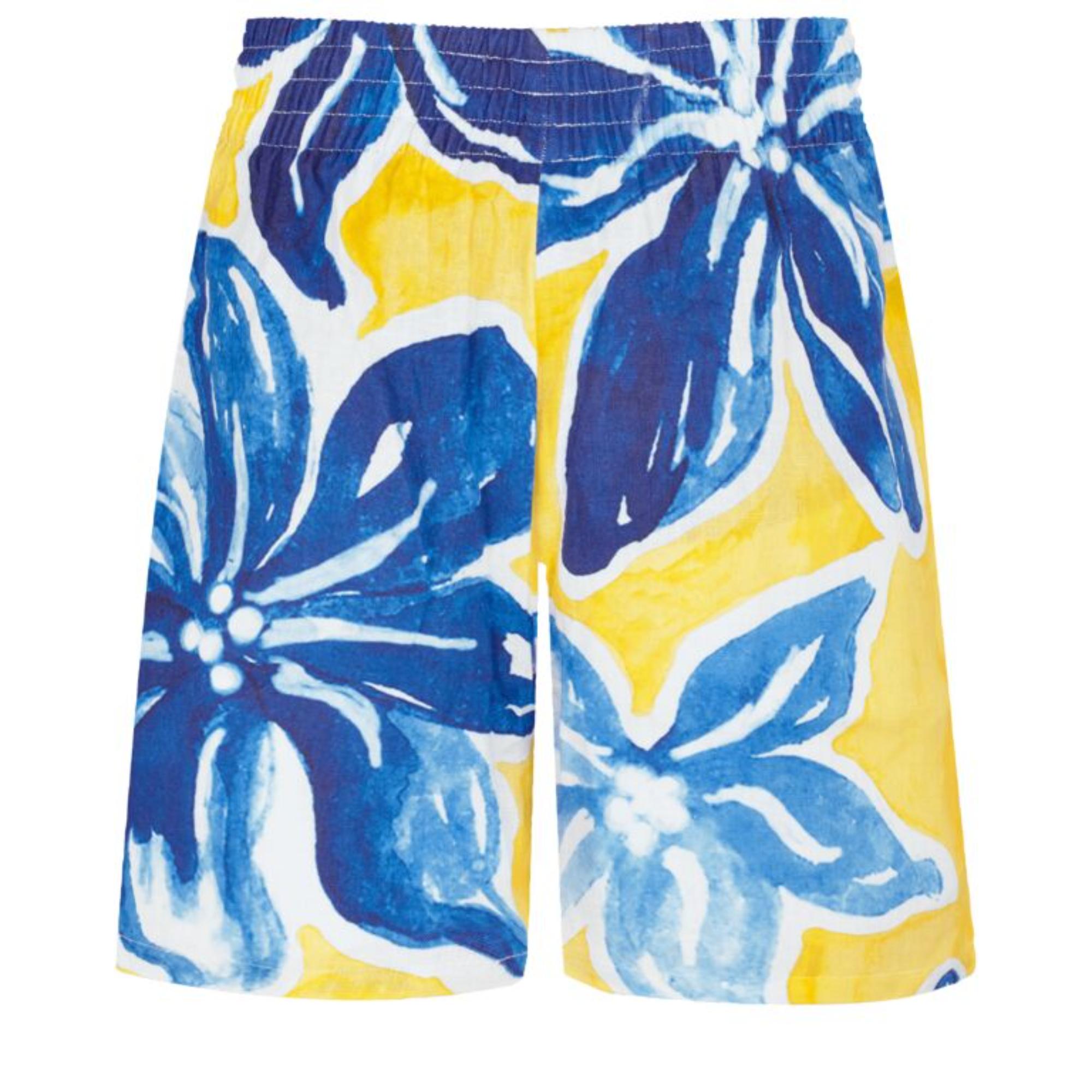 Blue Family Print Macro Raiat Women Lourdes Long Shorts