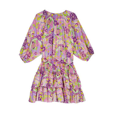 Pink Print Mother/Daughter Rainbow Flower Women Lauriane Dresses