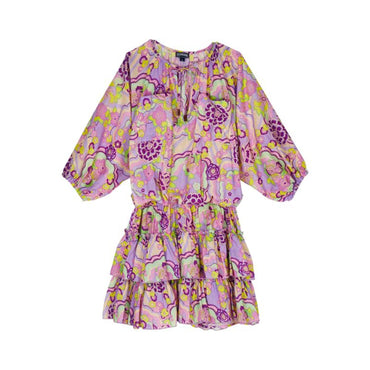 Pink Print Mother/Daughter Rainbow Flower Women Lauriane Dresses