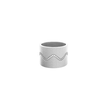 Ziggy Ring (XL)(Brushed) - White Plated